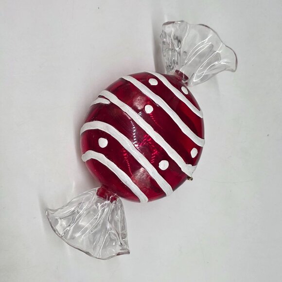 Red & White Striped Acrylic Candy Container Figurine Decorative Piece - Picture 3 of 6